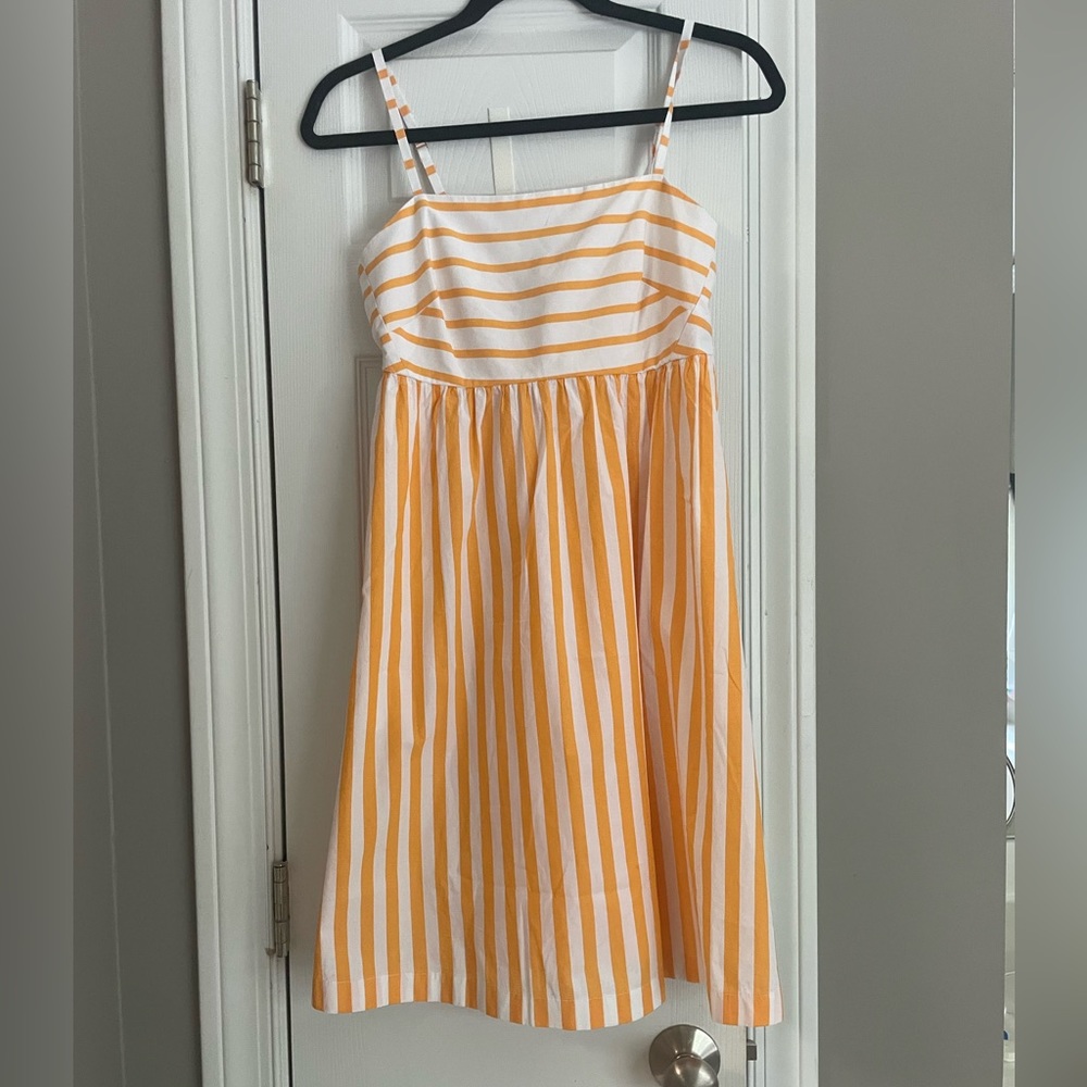 NWT j crew dress size 0 yellow white tie back